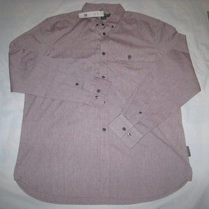 French Connection Long Sleeve Oxford Button Shirt Bordeaux Burgundy-Red Size L